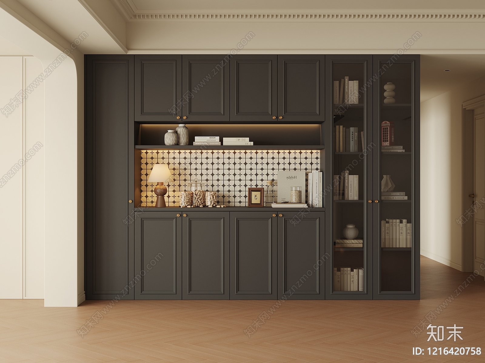 奶油风酒柜3D模型下载【ID:1216420758】