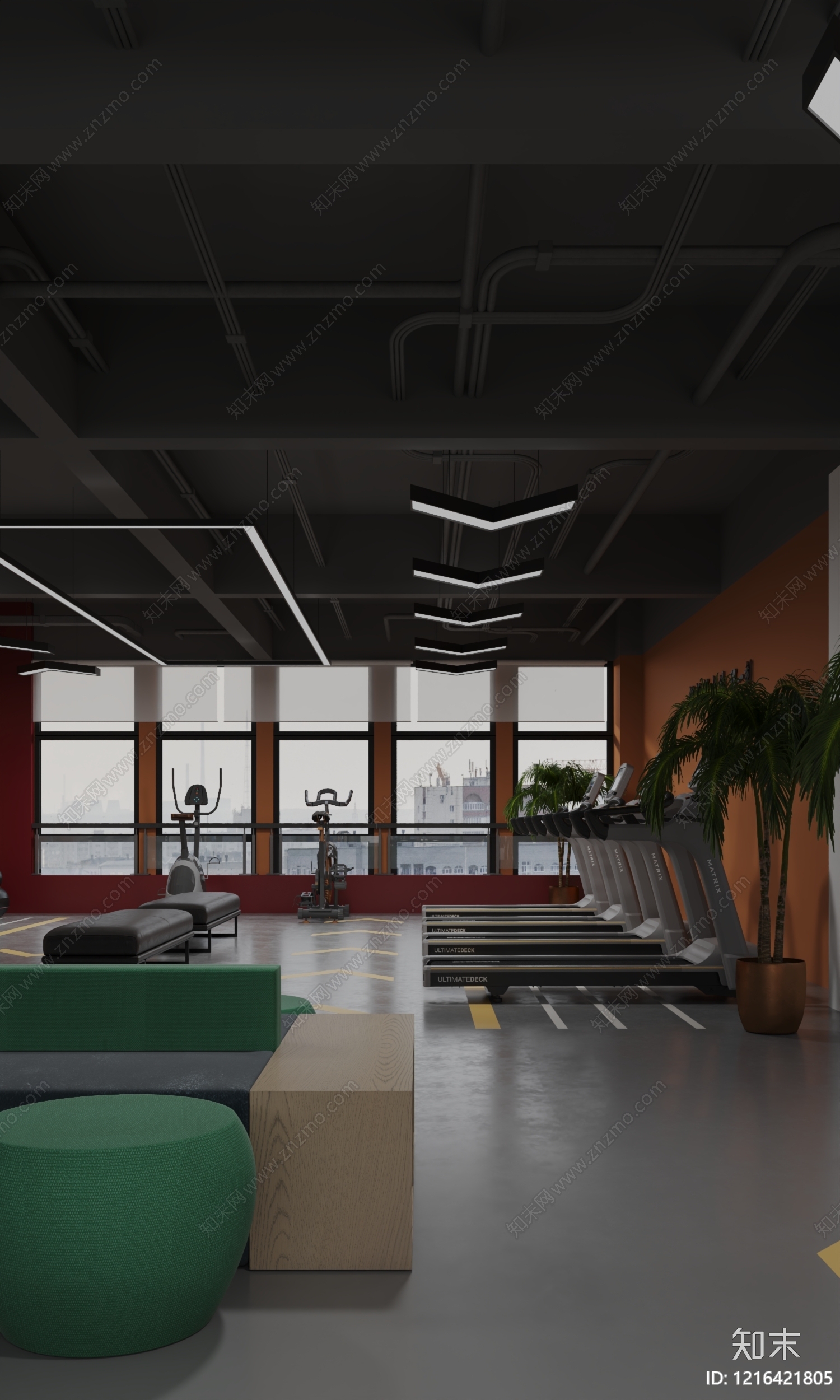 现代工业风健身房3D模型下载【ID:1216421805】