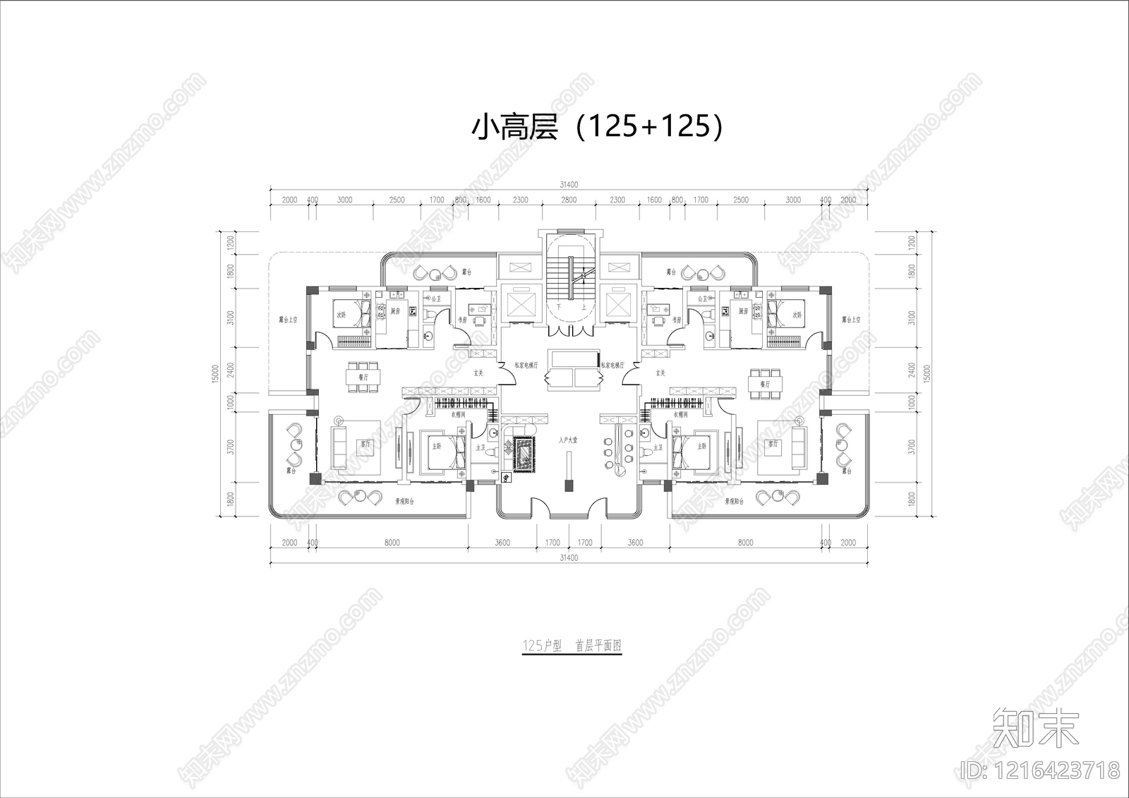 多层住宅cad施工图下载【ID:1216423718】