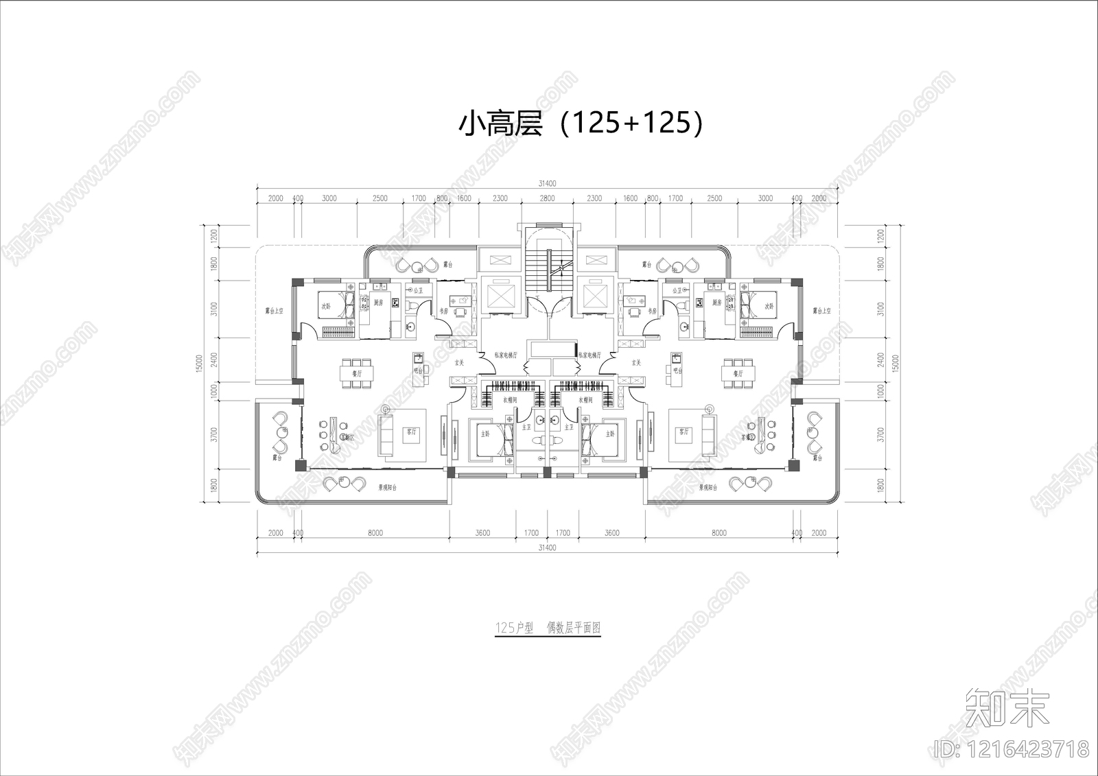 多层住宅cad施工图下载【ID:1216423718】