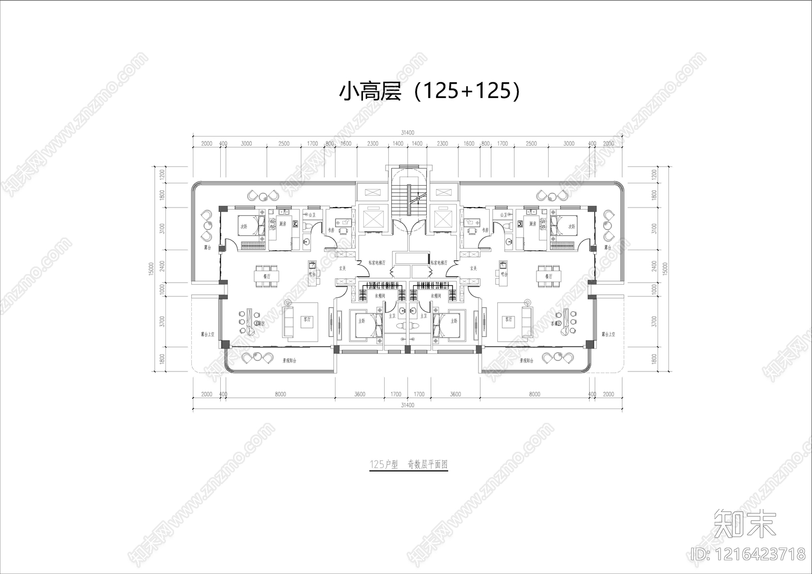 多层住宅cad施工图下载【ID:1216423718】