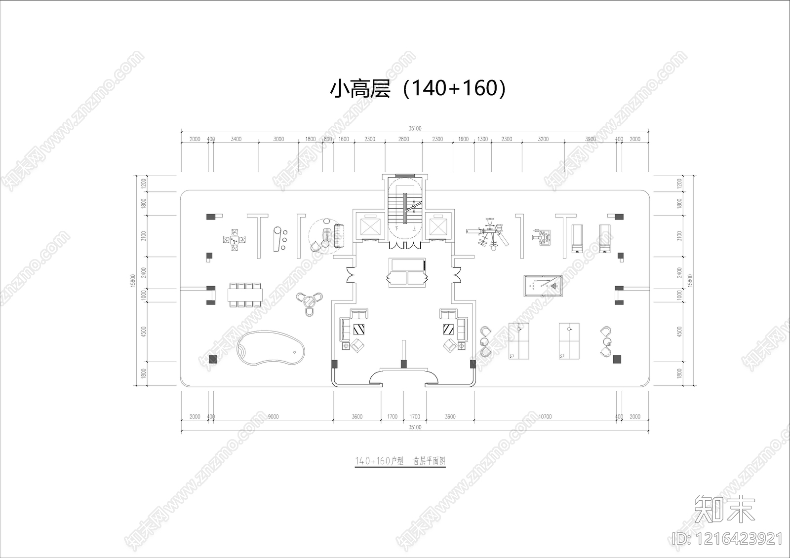 多层住宅cad施工图下载【ID:1216423921】