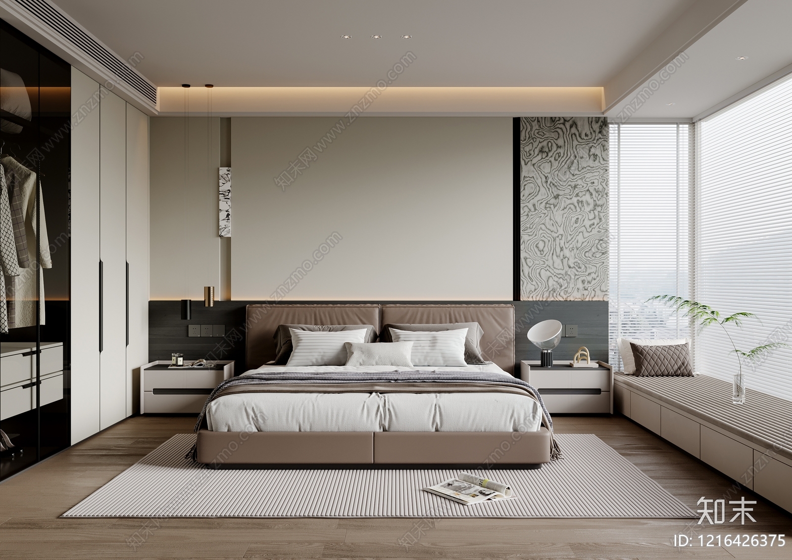现代简约家居卧室SU模型下载【ID:1216426375】