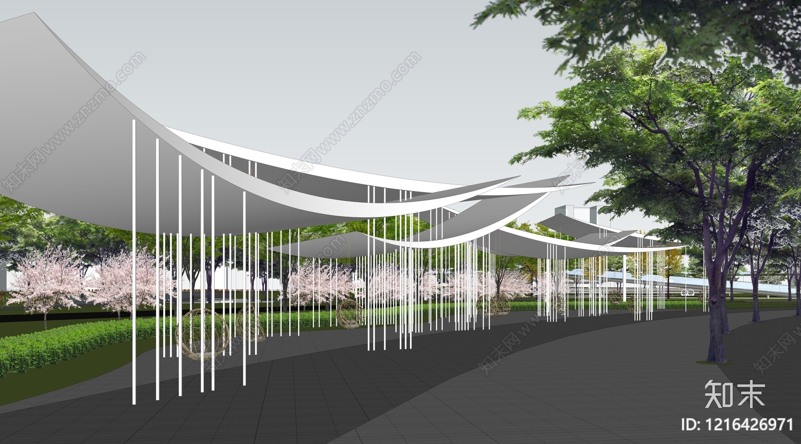 现代景观公园SU模型下载【ID:1216426971】