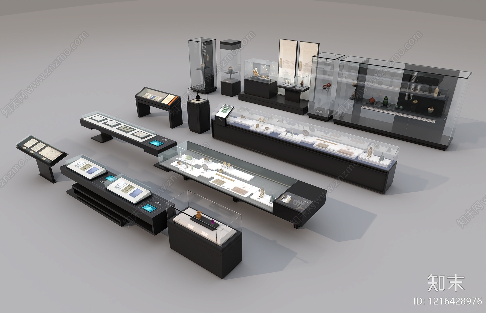 现代简约博物馆展厅SU模型下载【ID:1216428976】