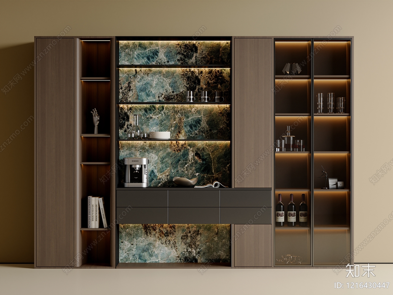 现代轻奢餐边柜3D模型下载【ID:1216430447】