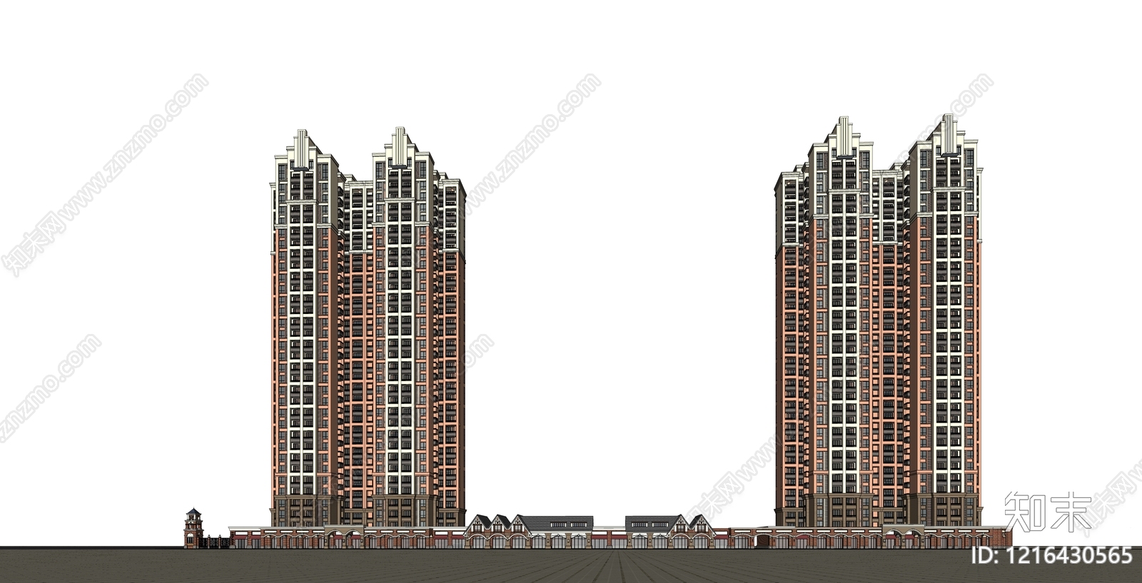 新古典主义小高层住宅楼SU模型下载【ID:1216430565】