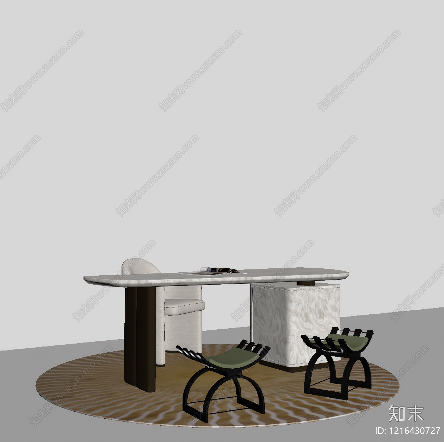 现代轻奢书桌椅SU模型下载【ID:1216430727】