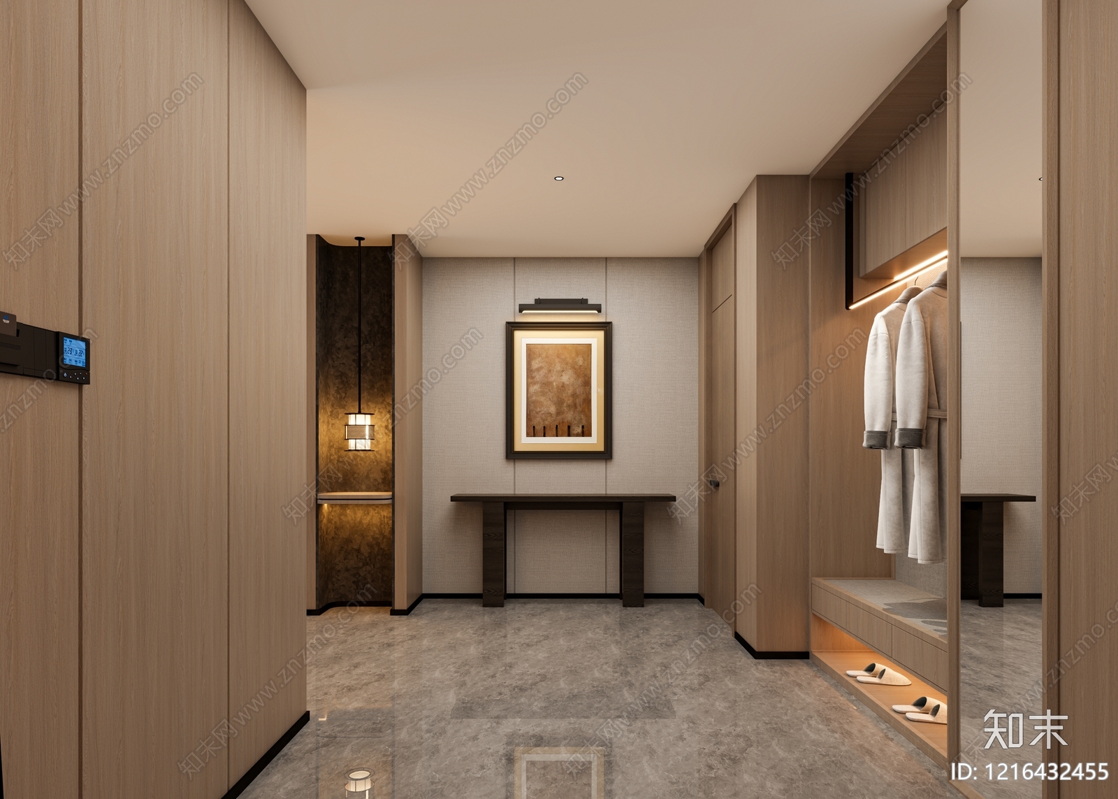 新中式酒店客房3D模型下载【ID:1216432455】