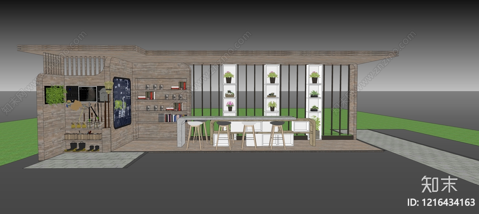 现代原木风小公建SU模型下载【ID:1216434163】