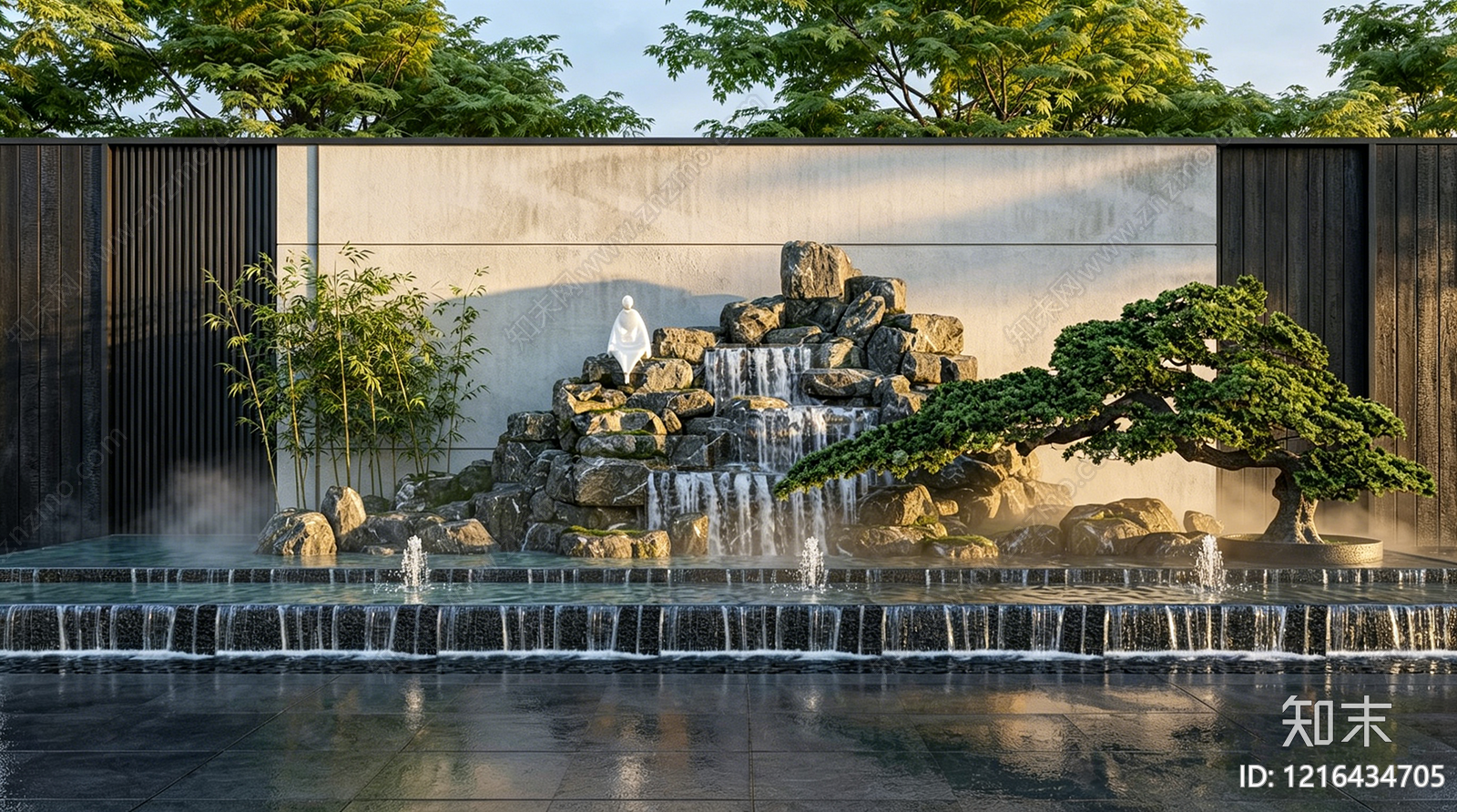 新中式景观假山水景3D模型下载【ID:1216434705】
