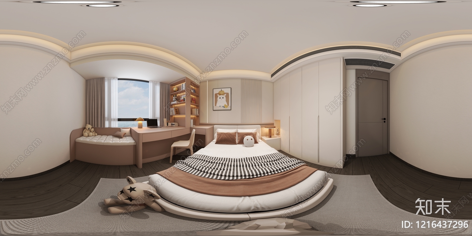 奶油风通用儿童房3D模型下载【ID:1216437296】