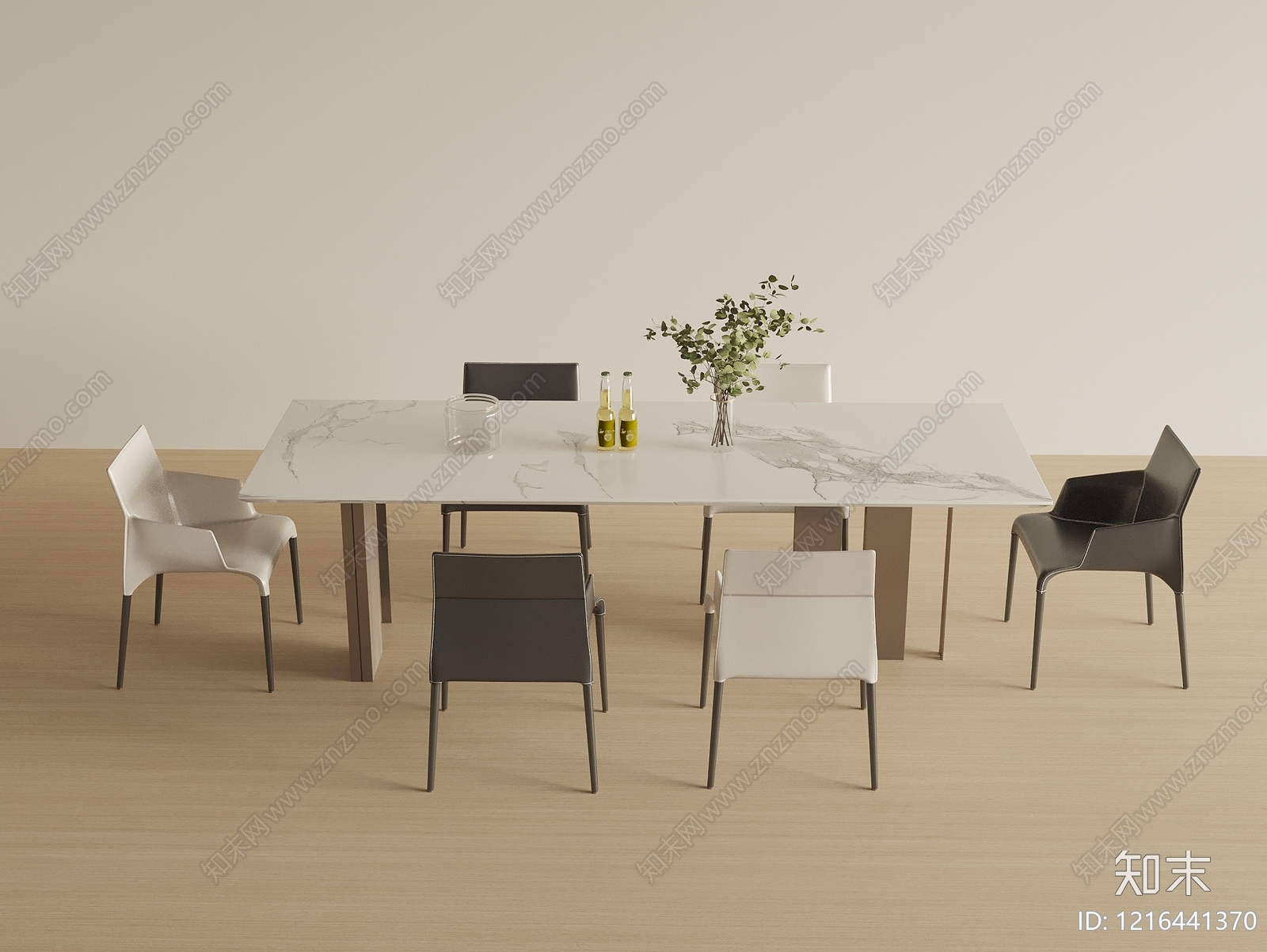 现代简约餐桌椅SU模型下载【ID:1216441370】
