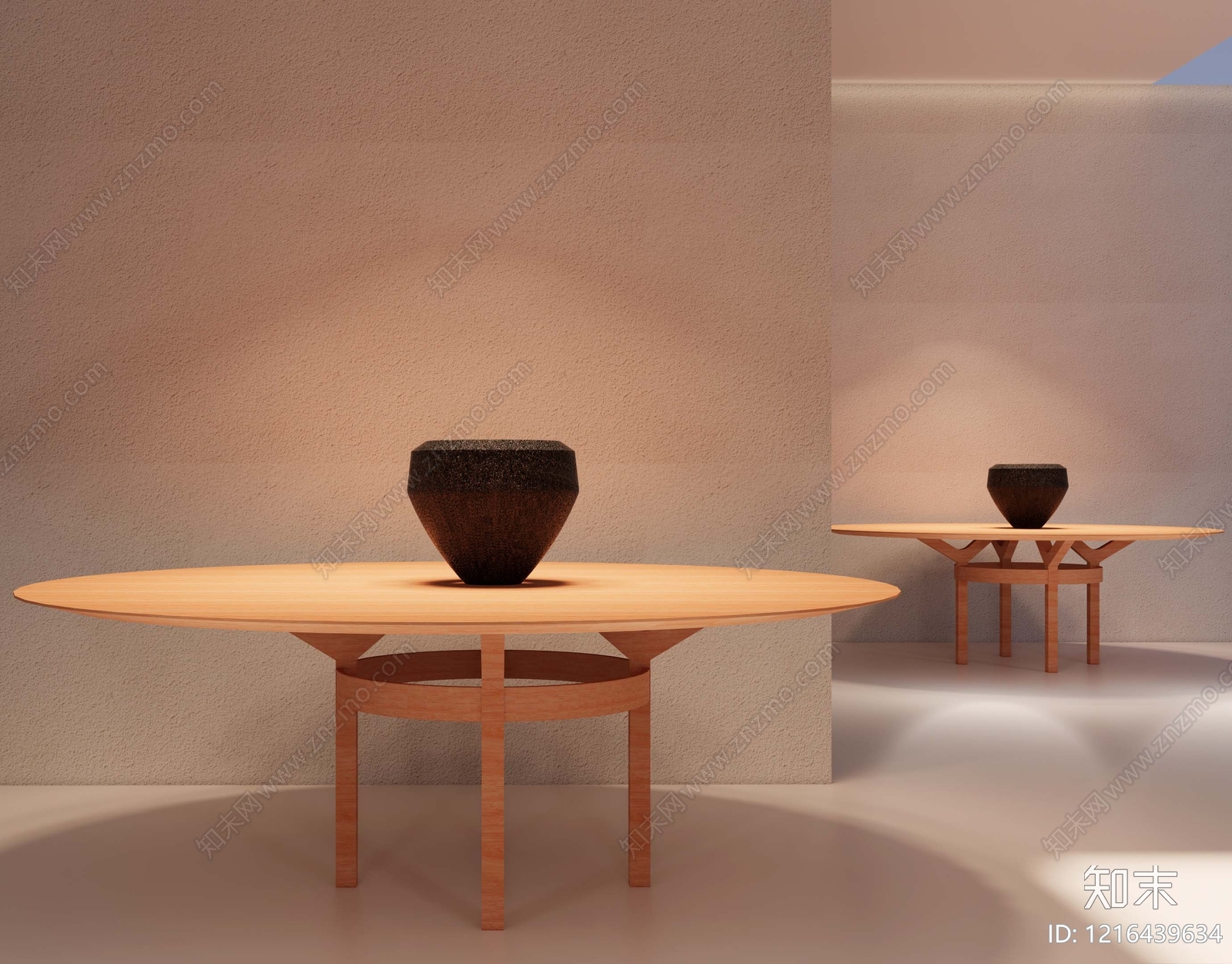 侘寂餐桌3D模型下载【ID:1216439634】