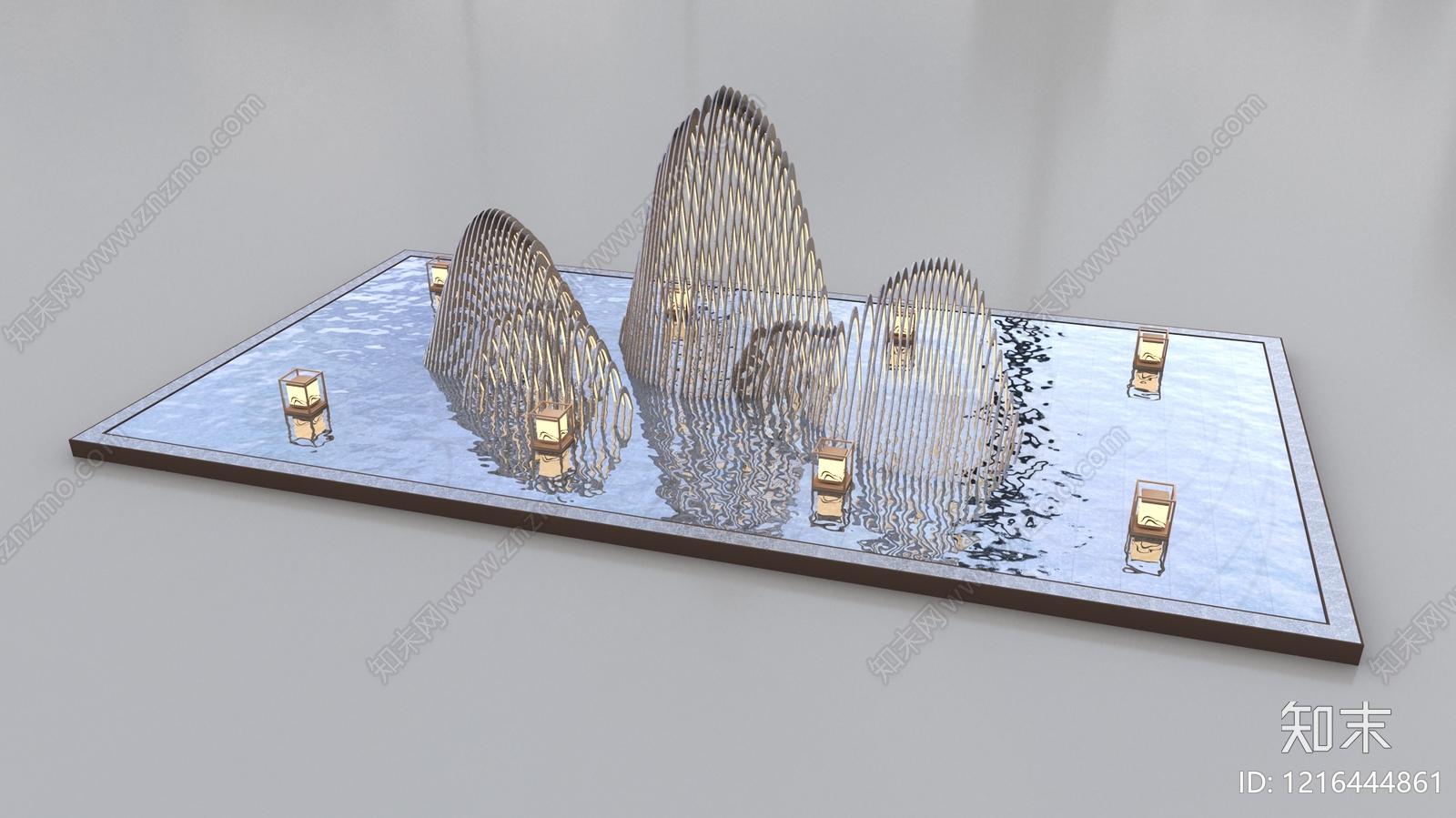 新中式景观雕塑3D模型下载【ID:1216444861】