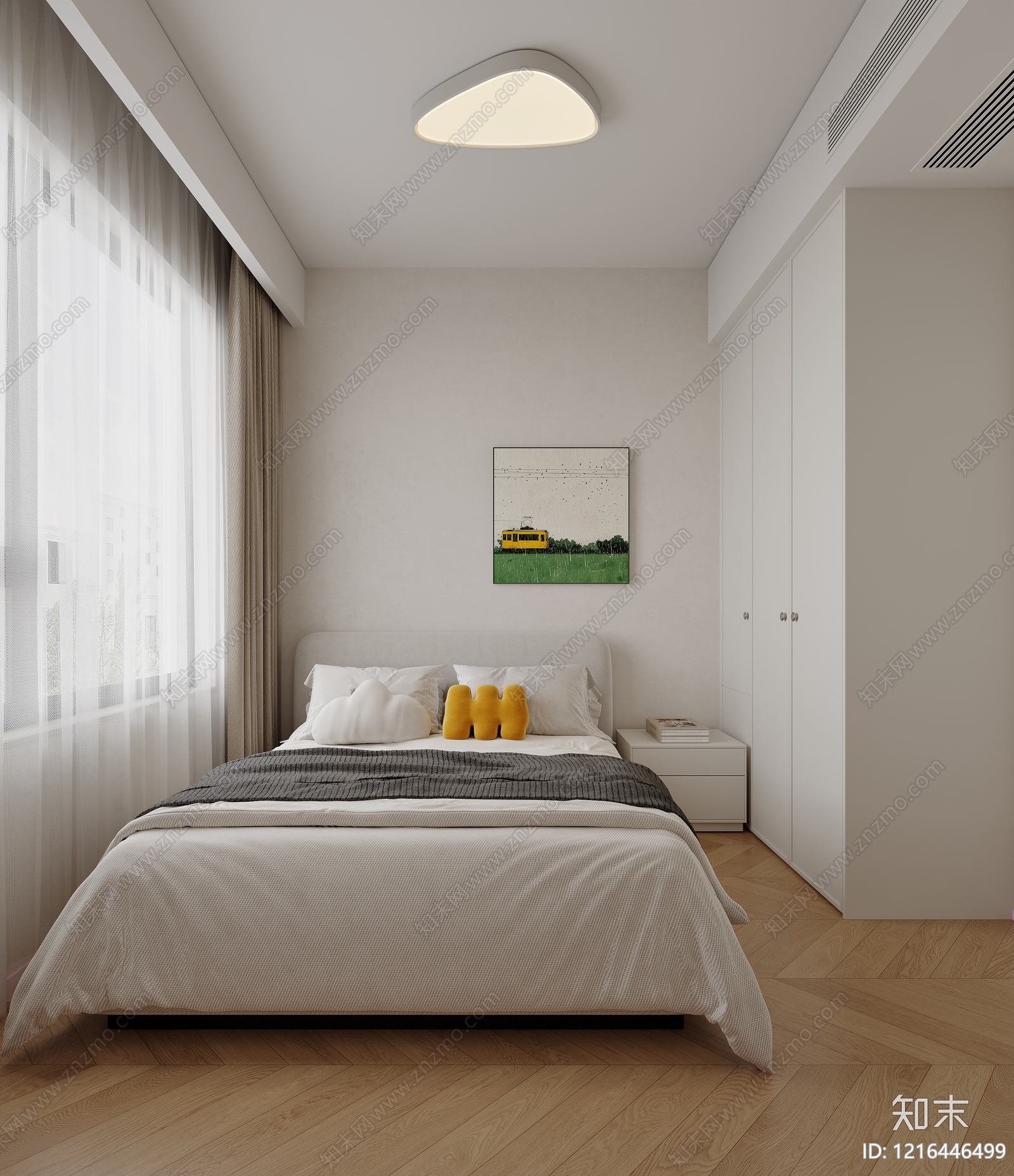 奶油风男孩房3D模型下载【ID:1216446499】