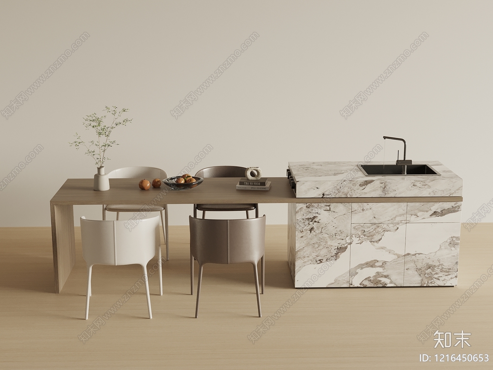 极简餐桌椅3D模型下载【ID:1216450653】