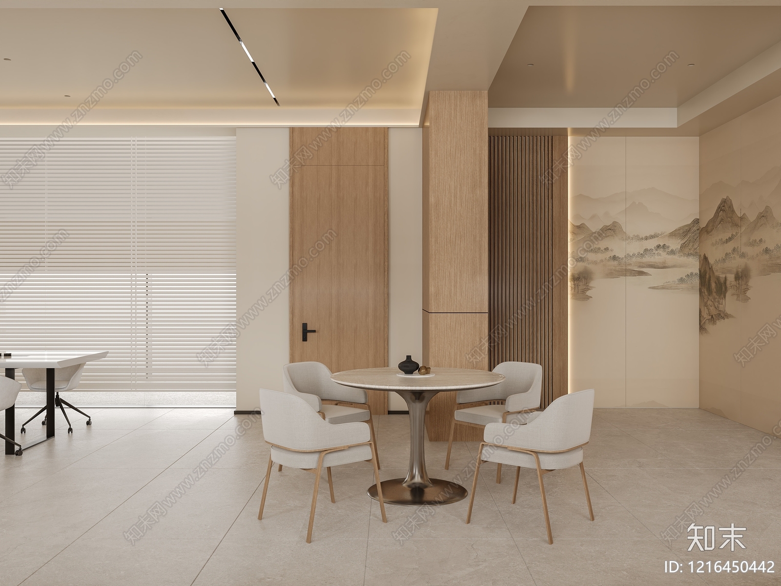 新中式办公区3D模型下载【ID:1216450442】