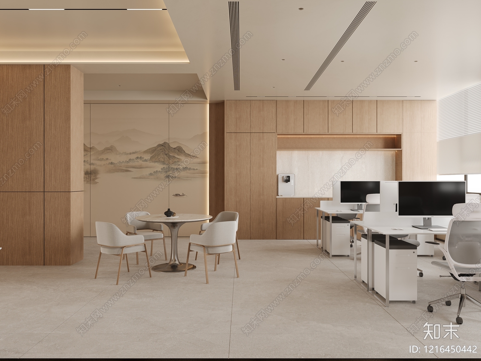 新中式办公区3D模型下载【ID:1216450442】