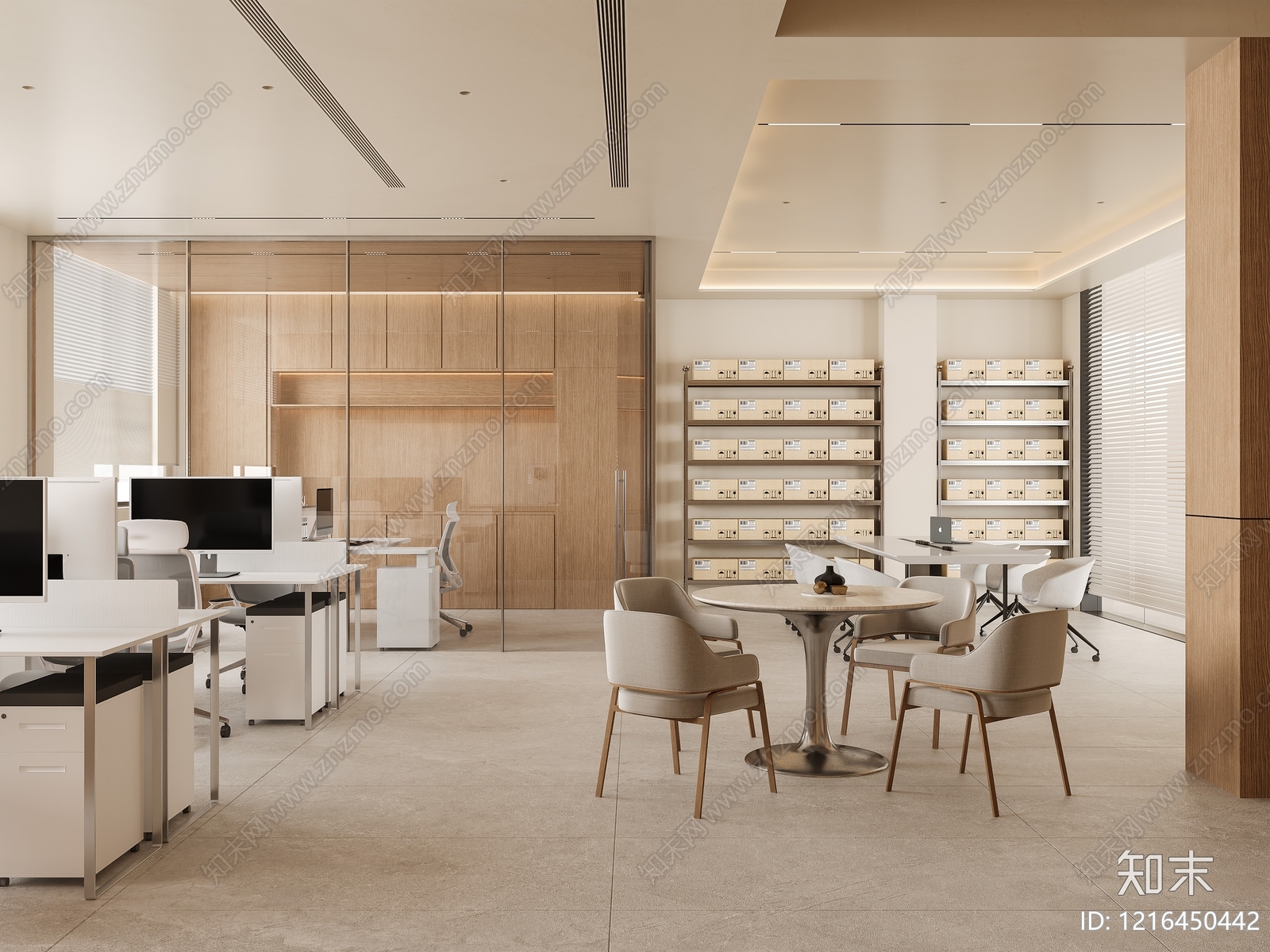 新中式办公区3D模型下载【ID:1216450442】