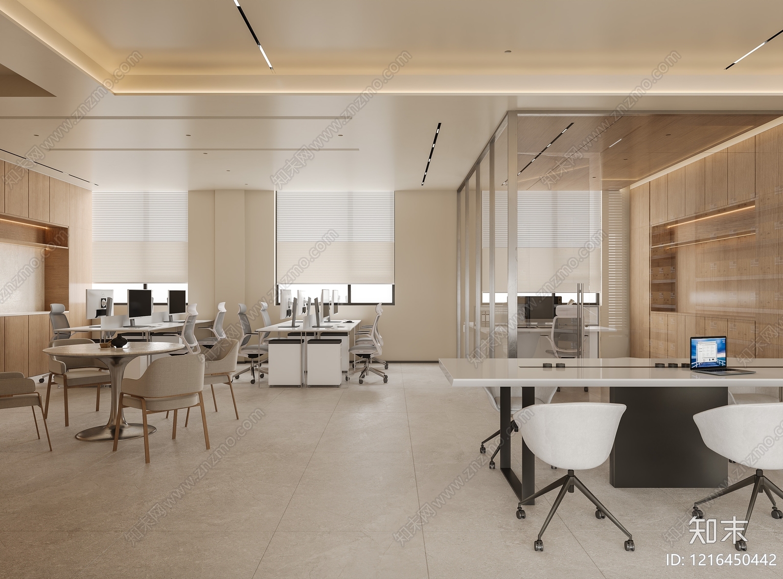 新中式办公区3D模型下载【ID:1216450442】