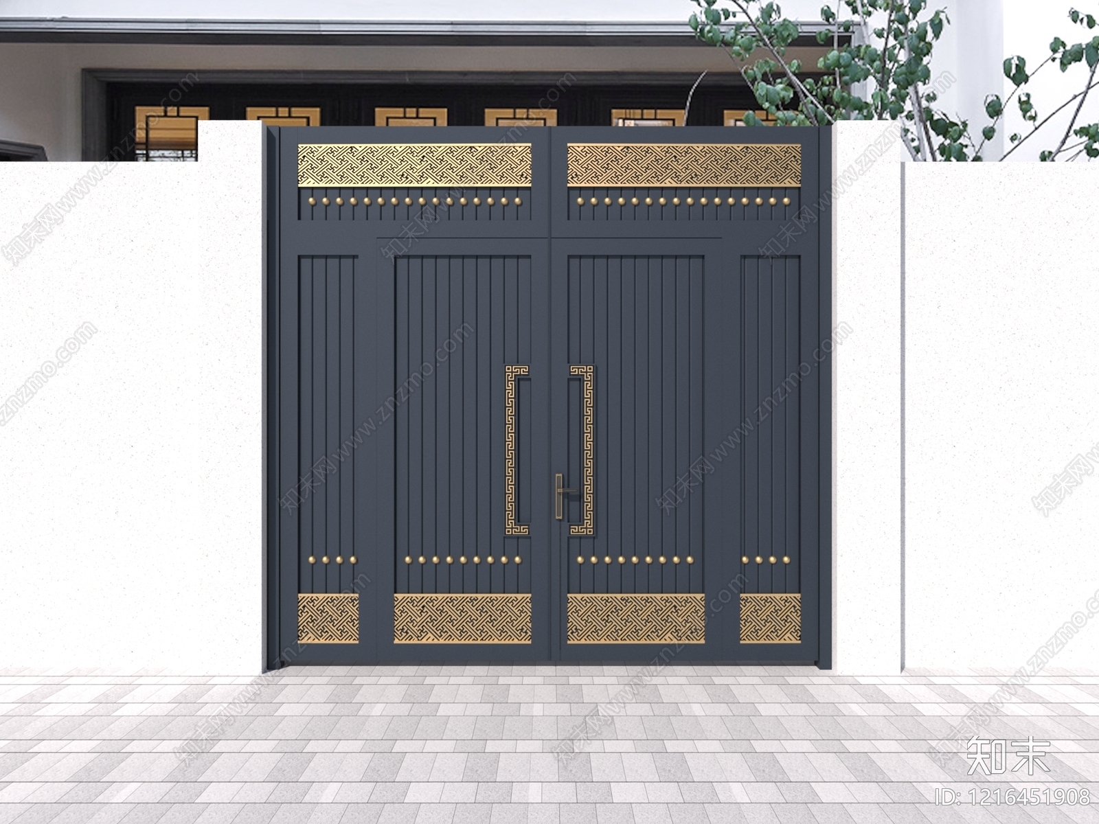新中式双开门3D模型下载【ID:1216451908】