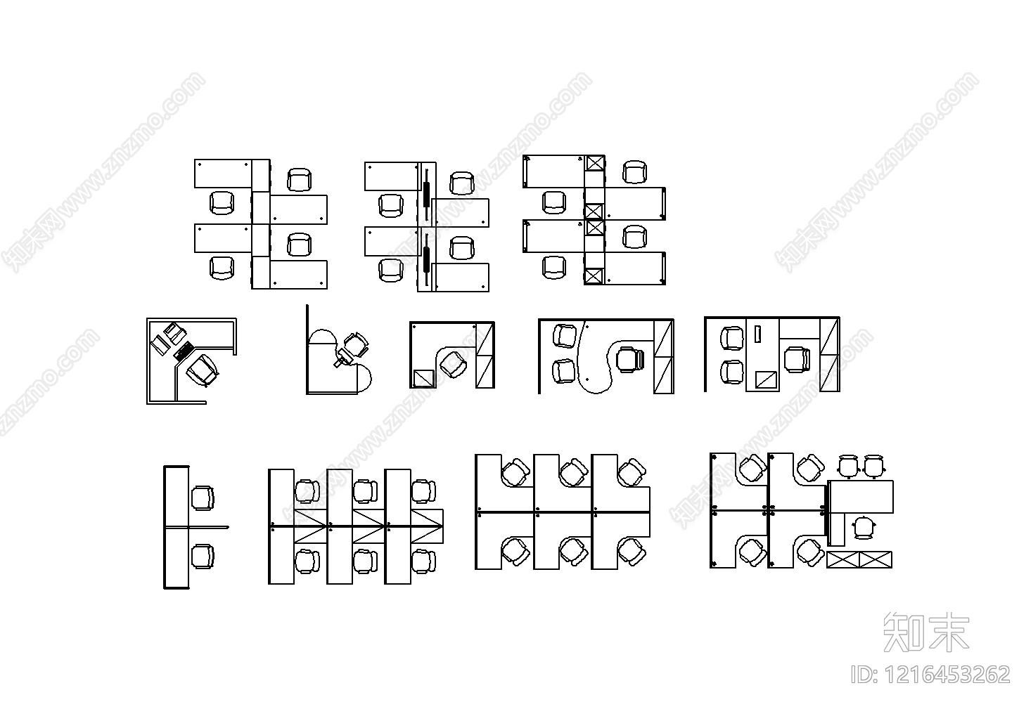 现代简约桌椅施工图下载【ID:1216453262】