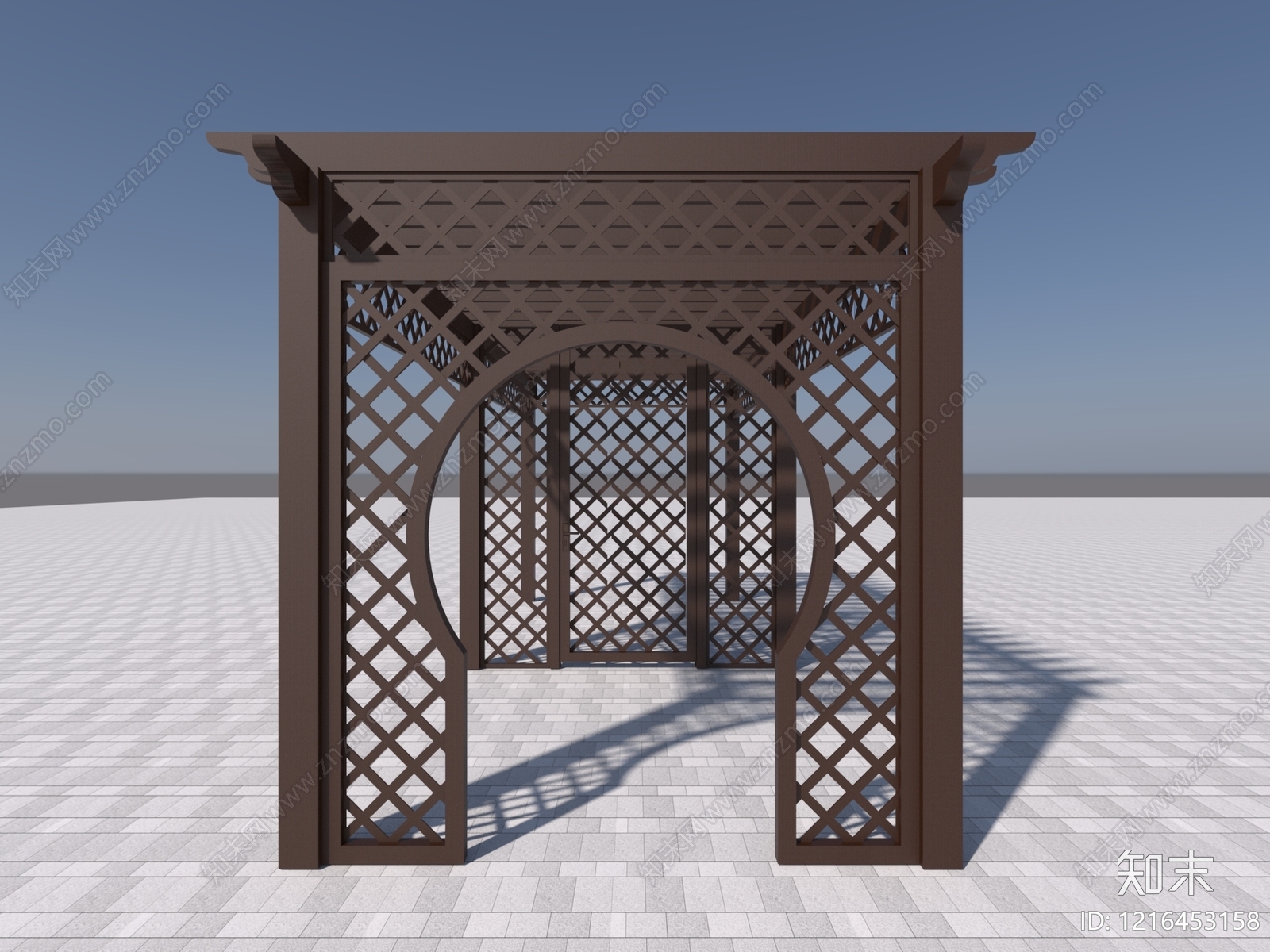 新中式廊架3D模型下载【ID:1216453158】