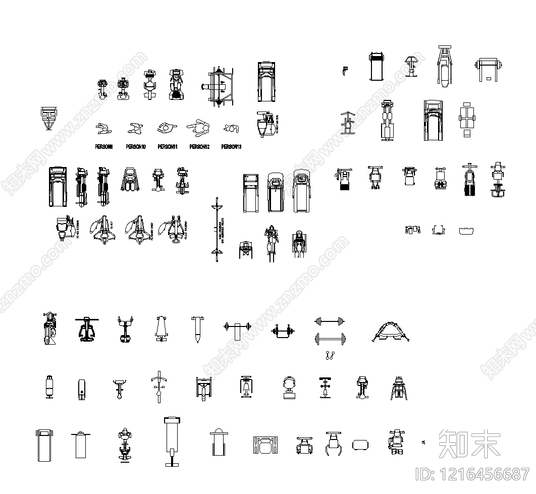 现代简约运动器材施工图下载【ID:1216456687】
