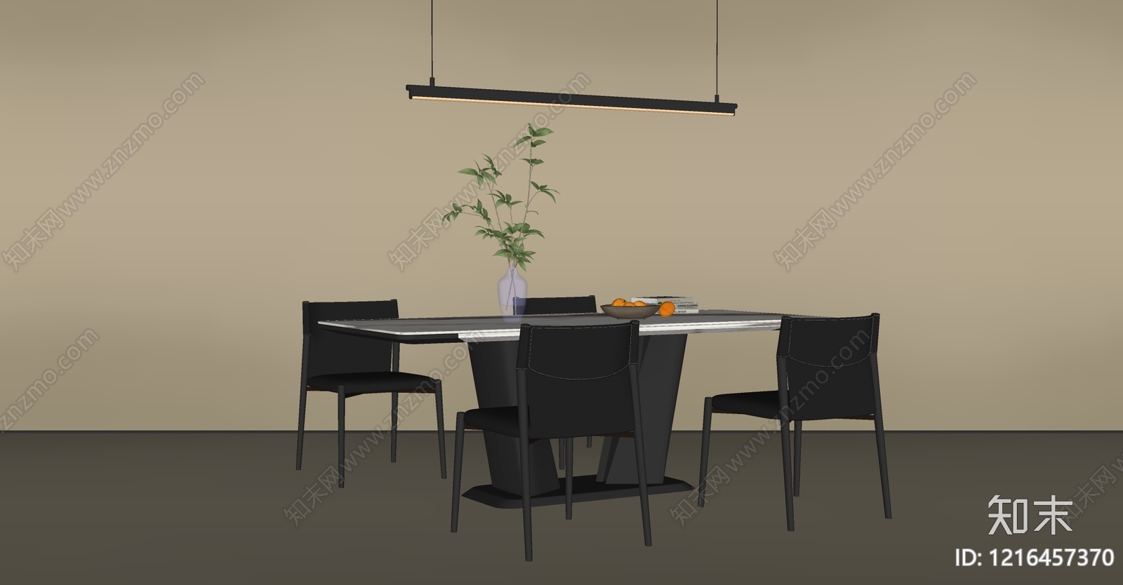 极简餐桌椅SU模型下载【ID:1216457370】