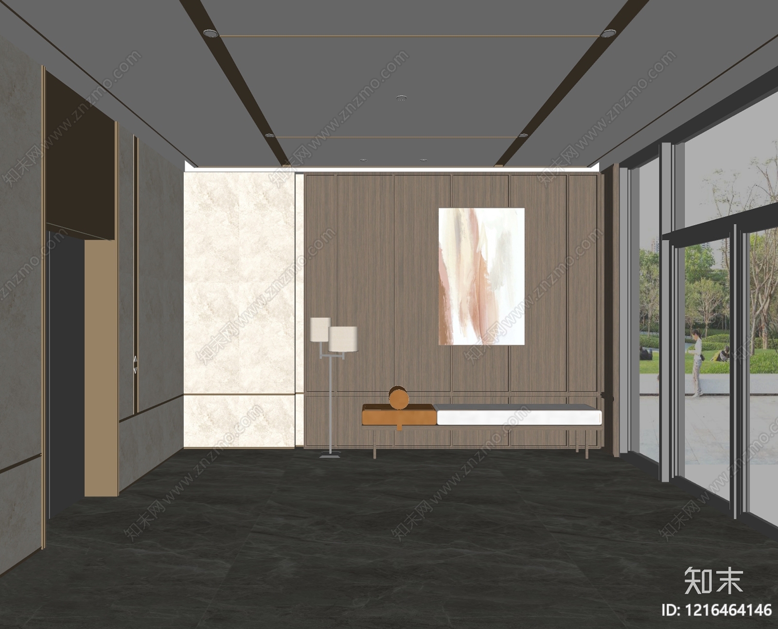 现代简约电梯厅SU模型下载【ID:1216464146】
