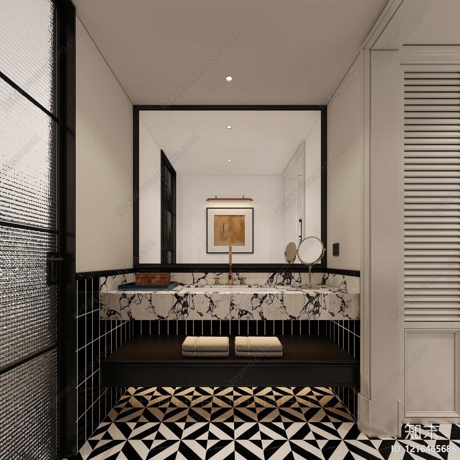 现代复古酒店客房3D模型下载【ID:1216465686】