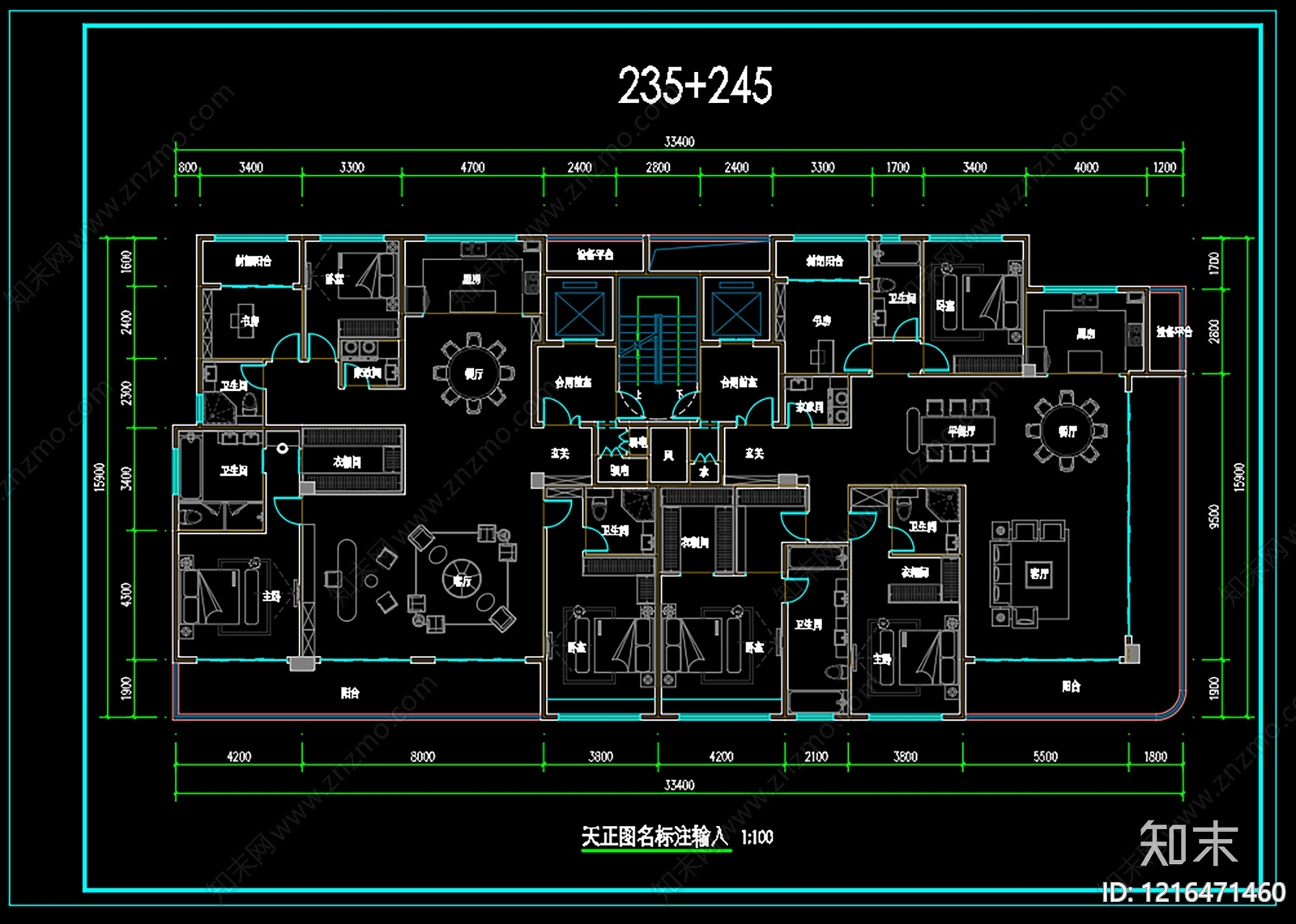 现代住宅楼建筑cad施工图下载【ID:1216471460】
