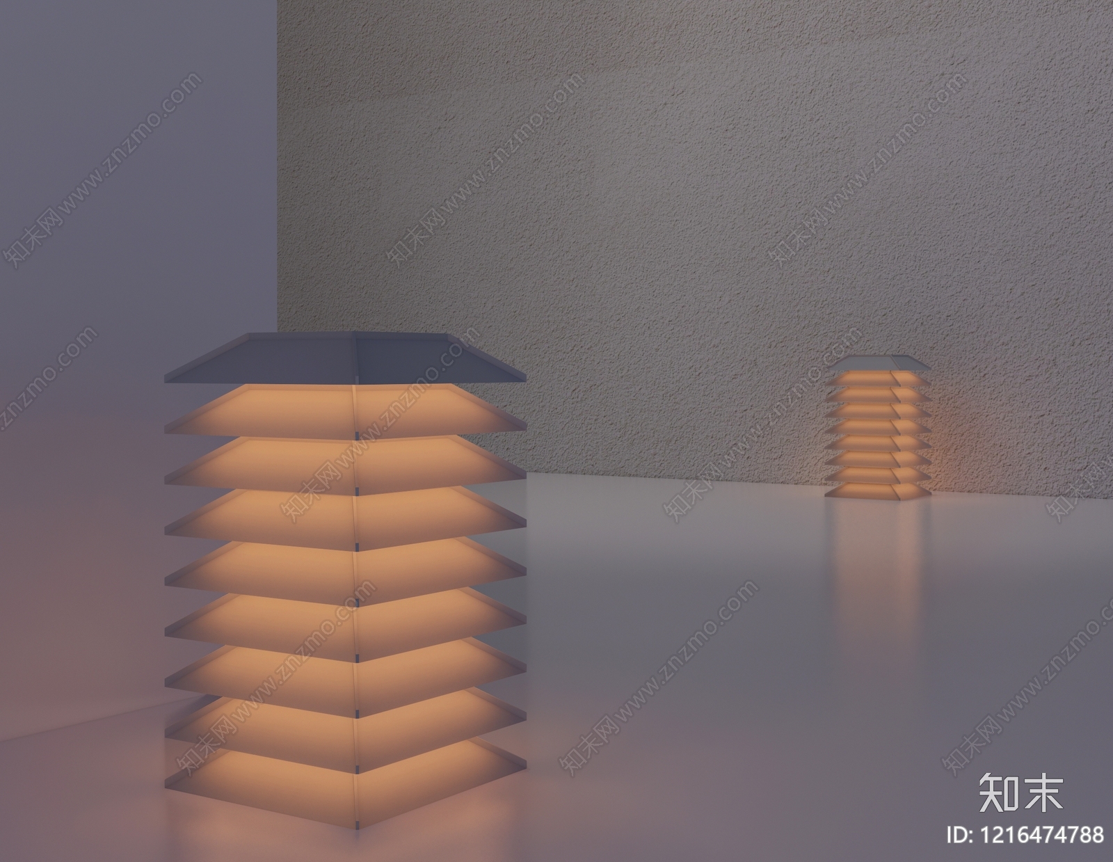 日式极简壁灯3D模型渲染效果图