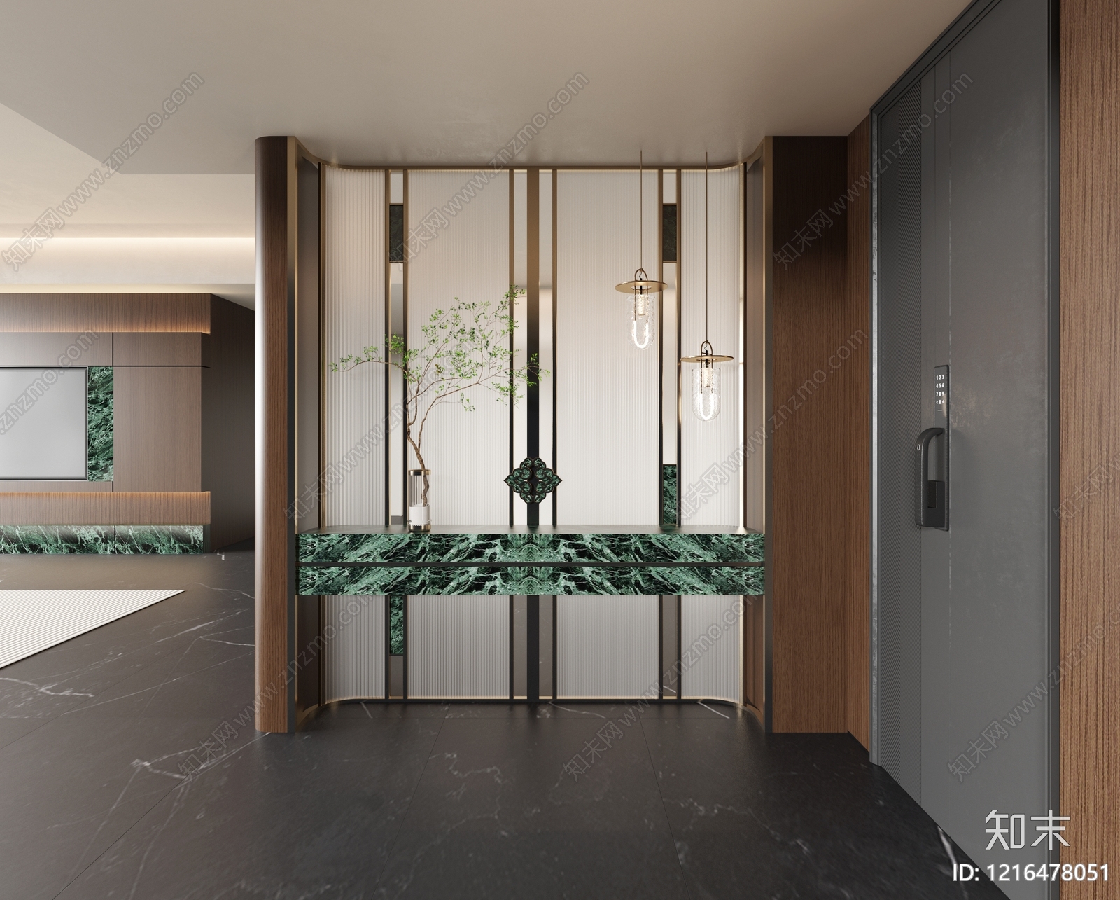 轻奢玄关SU模型下载【ID:1216478051】