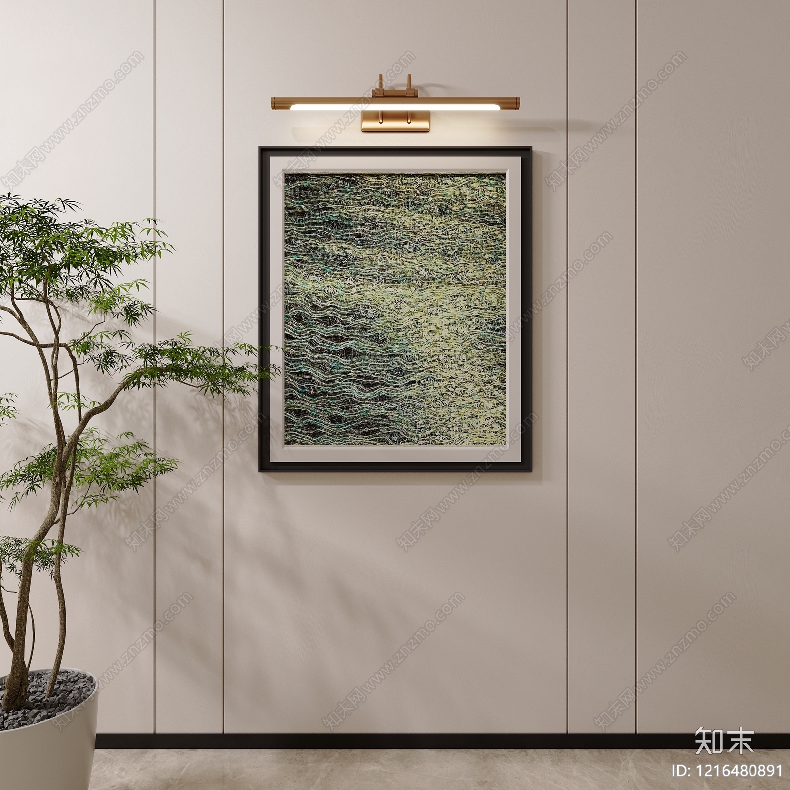 新中式挂画3D模型下载【ID:1216480891】