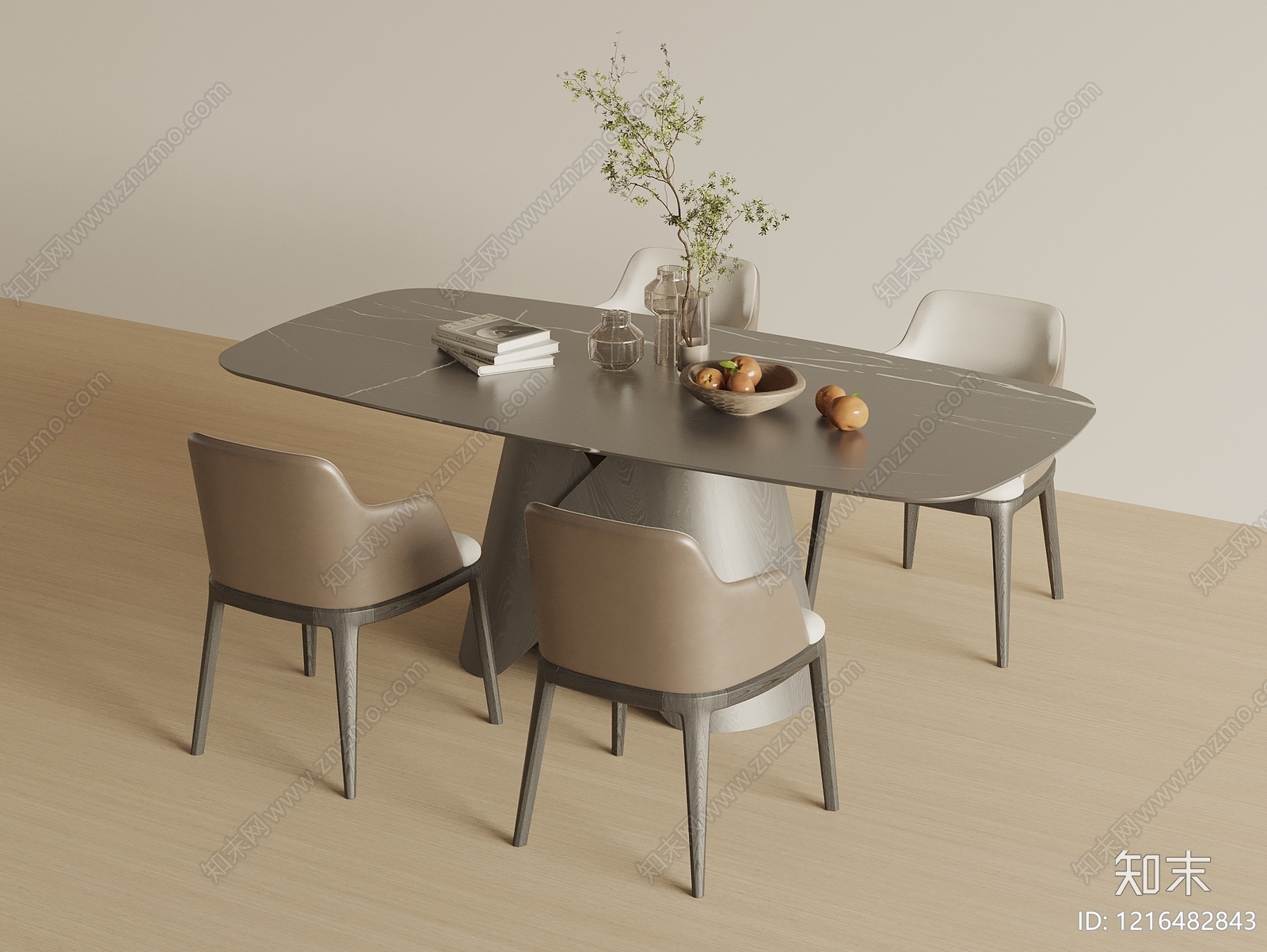 现代简约餐桌椅3D模型下载【ID:1216482843】