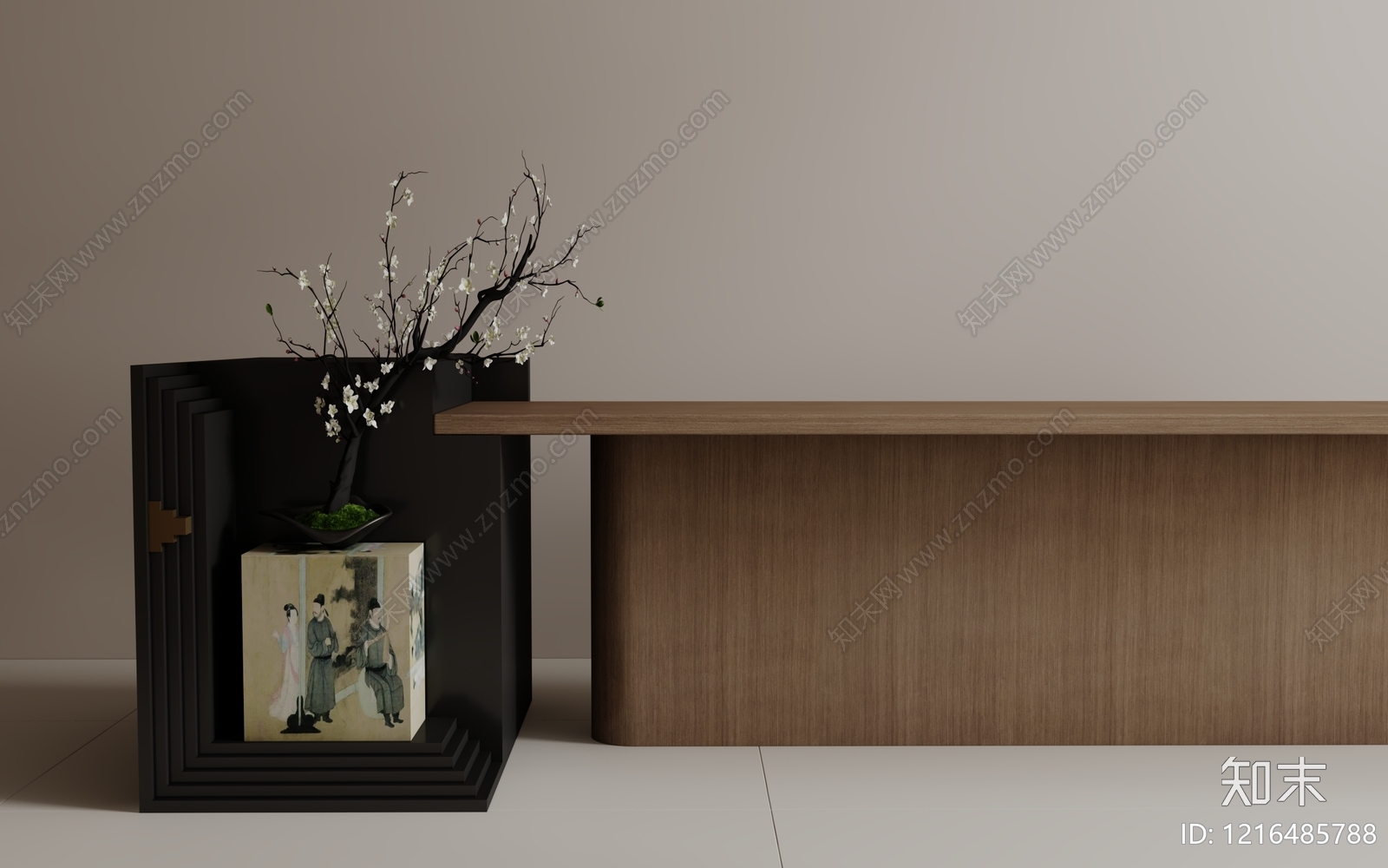 新中式餐桌3D模型下载【ID:1216485788】