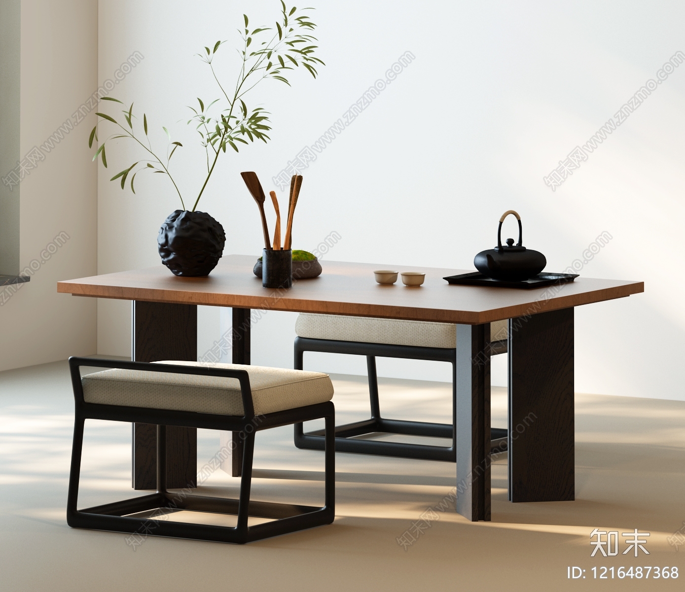 新中式茶桌椅SU模型下载【ID:1216487368】