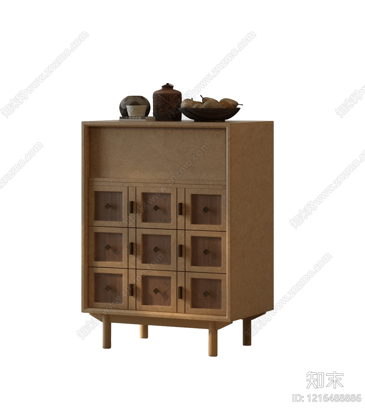 日式餐边柜3D模型下载【ID:1216488886】