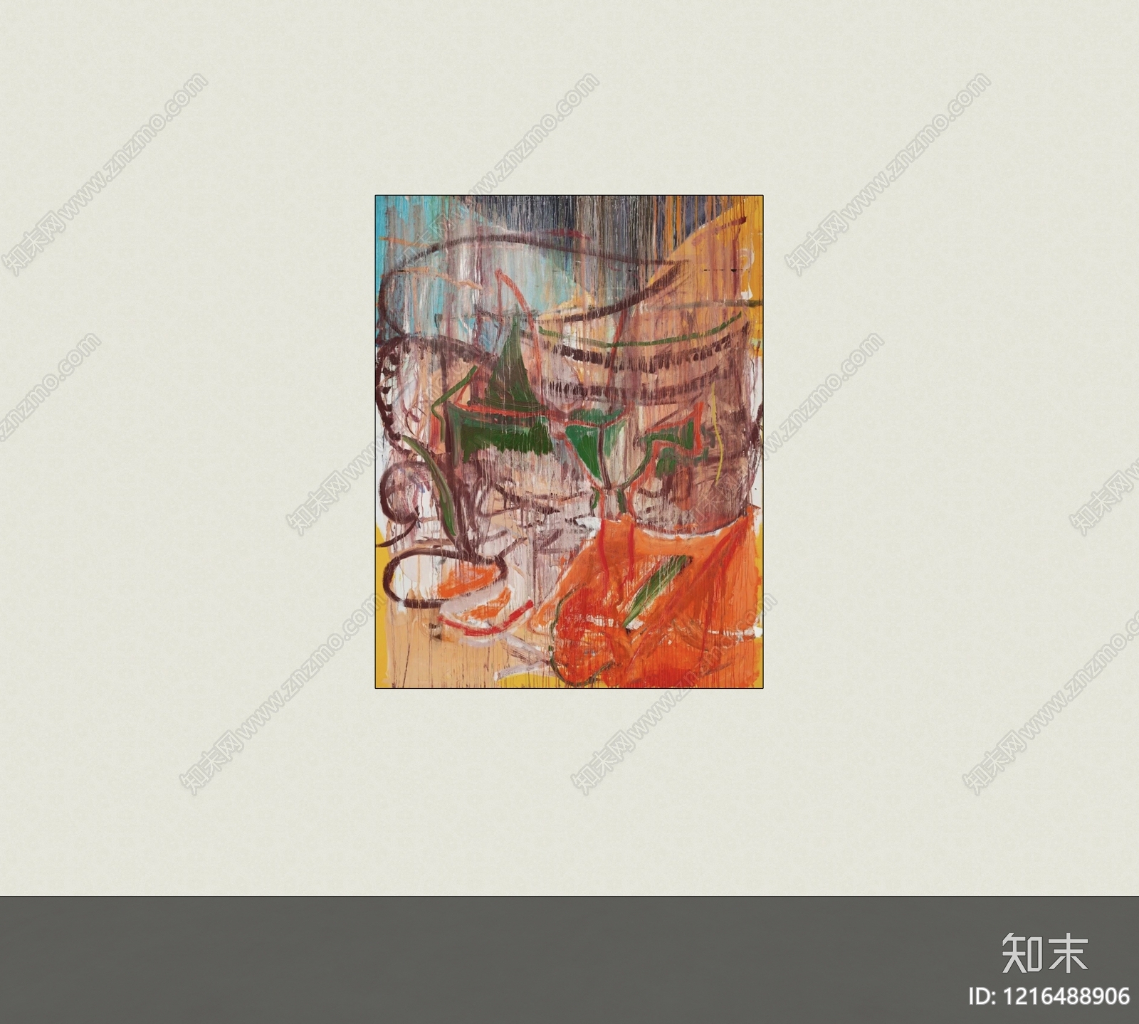 抽象表现主义挂画SU模型下载【ID:1216488906】