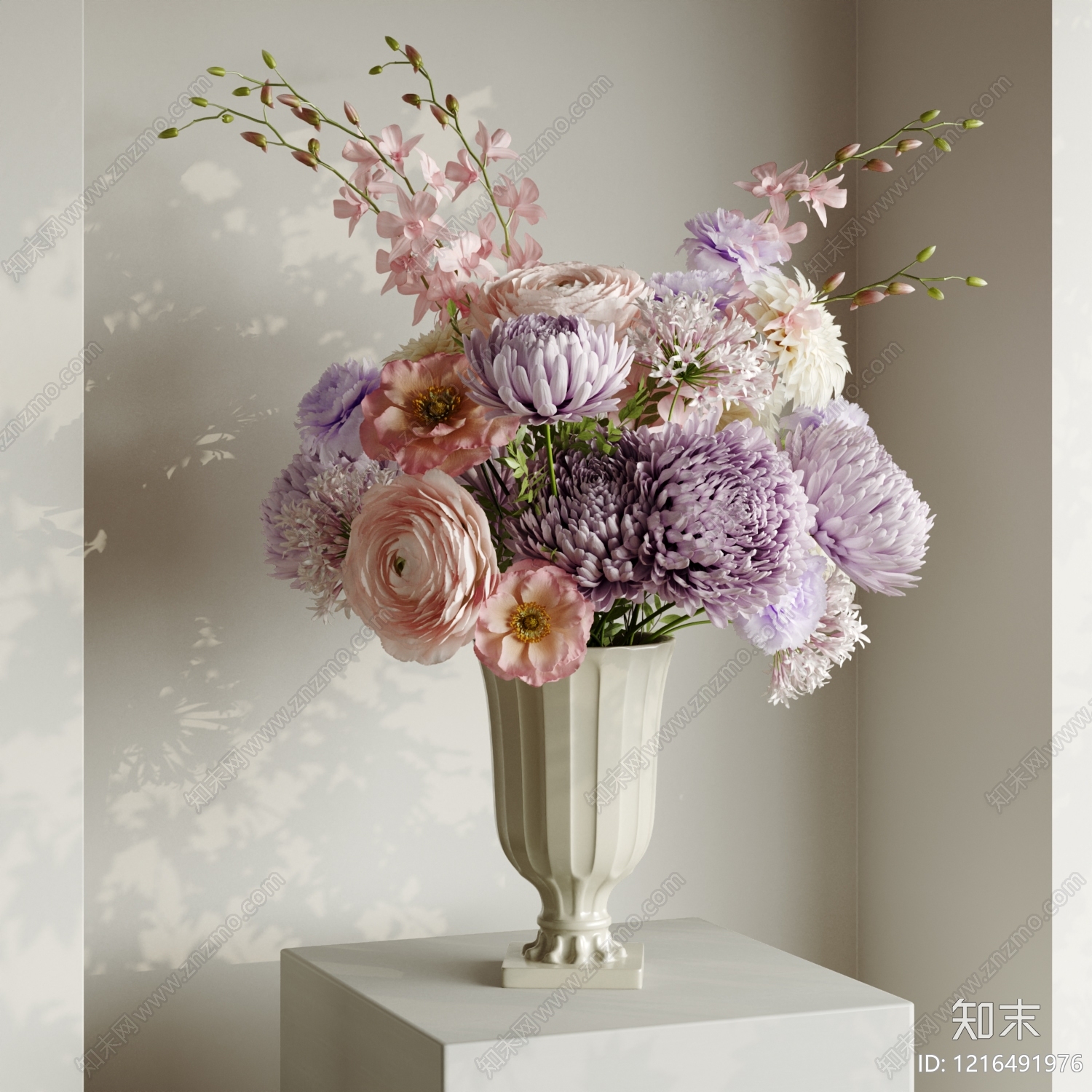 奶油风花艺3D模型下载【ID:1216491976】