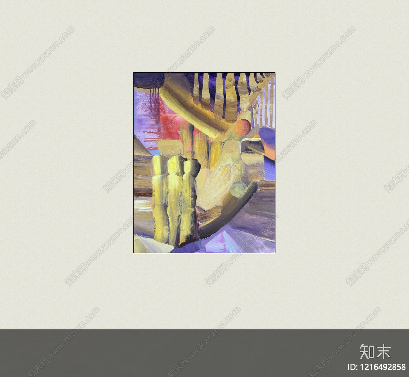抽象表现主义挂画SU模型下载【ID:1216492858】
