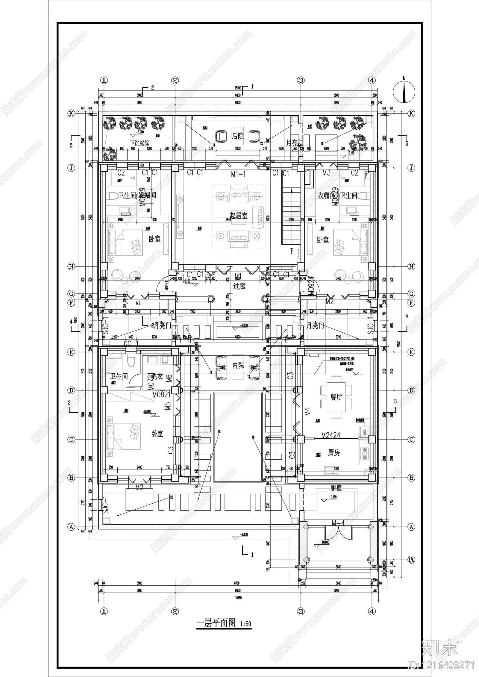 仿古建筑cad施工图下载【ID:1216493271】
