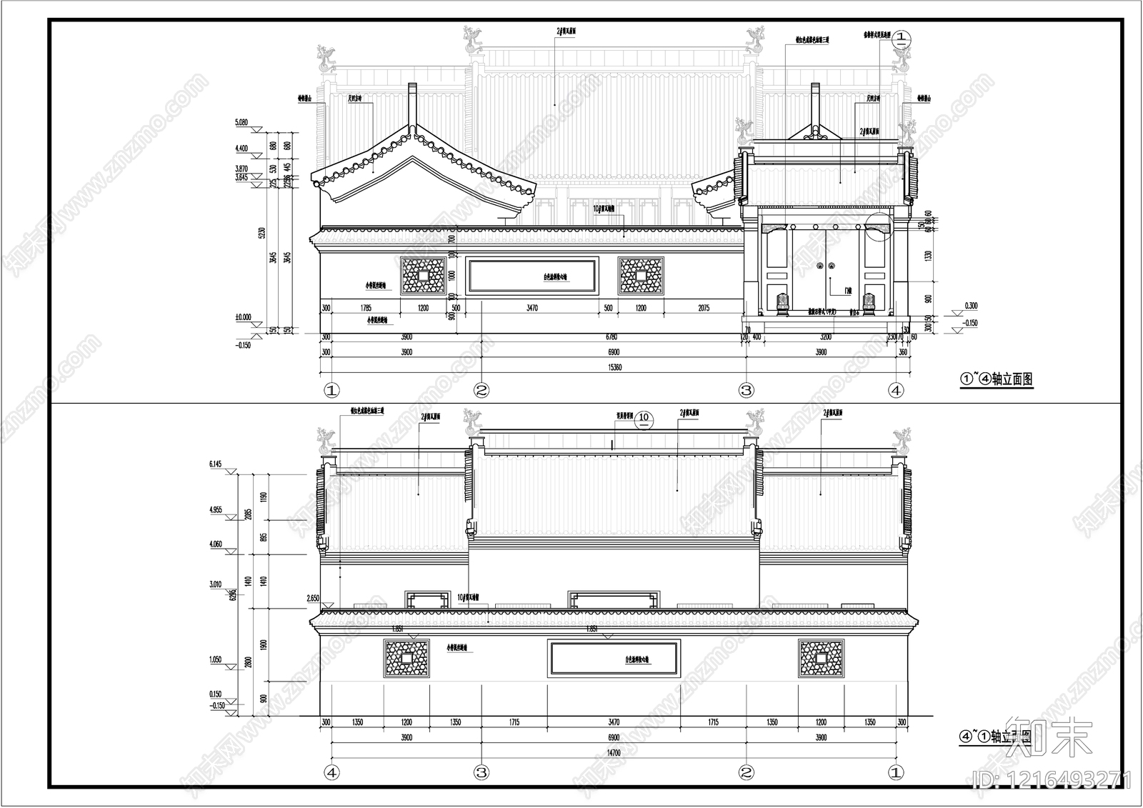 仿古建筑cad施工图下载【ID:1216493271】