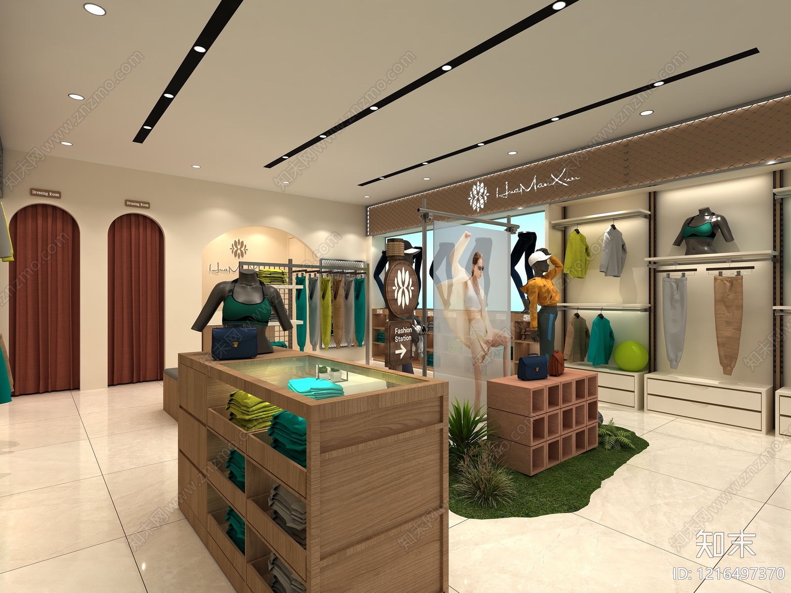 奶油风服装店3D模型下载【ID:1216497370】