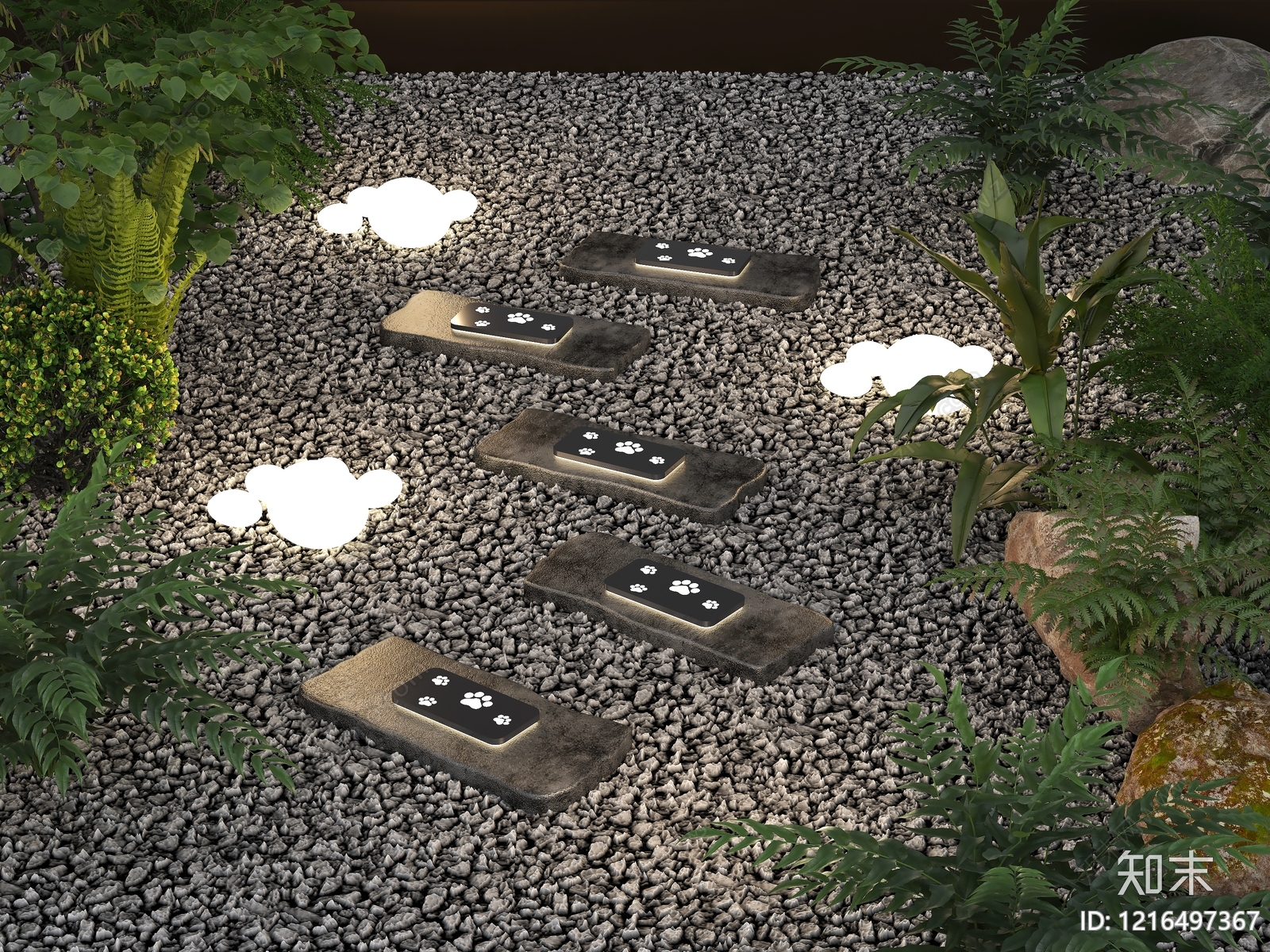 新中式景观地灯3D模型下载【ID:1216497367】