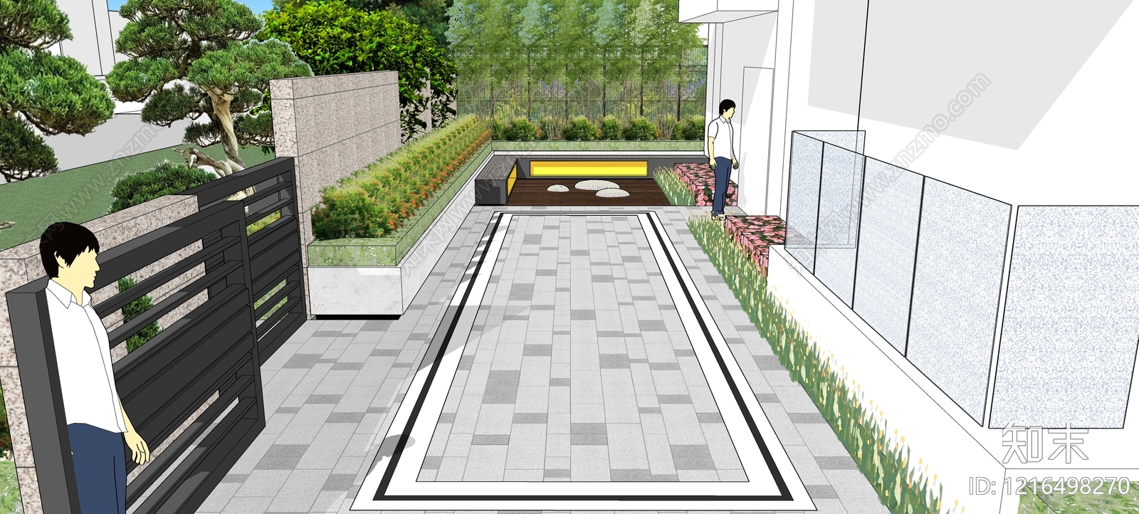 新中式别墅庭院SU模型下载【ID:1216498270】