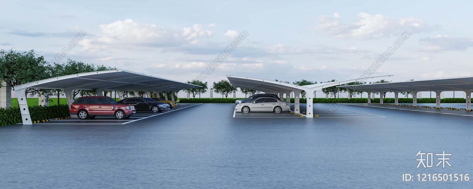 现代简约户外停车场3D模型下载【ID:1216501516】
