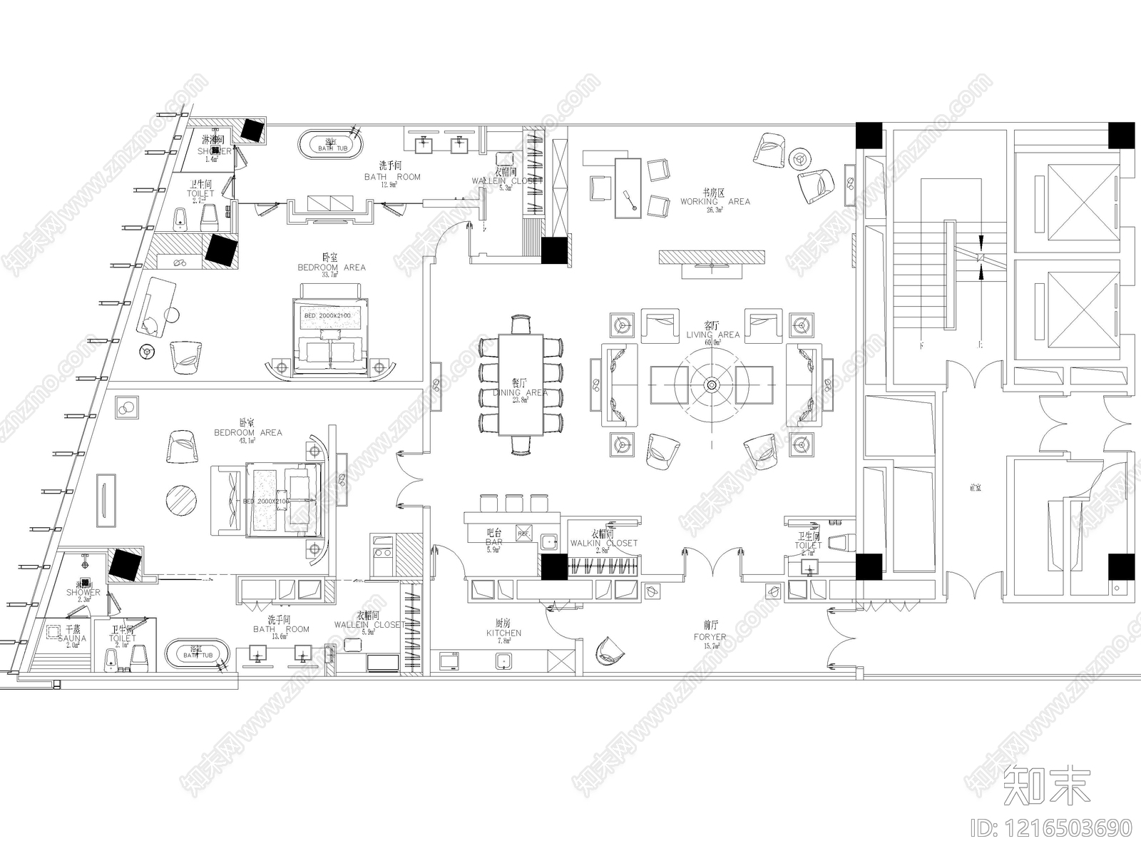 酒店cad施工图下载【ID:1216503690】
